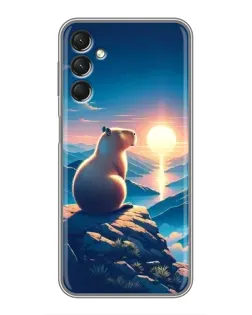 Чехол для Samsung Galaxy A24 с картинкой «Закат солнца с капибарой»