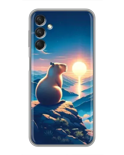 Чехол для Samsung Galaxy A24 с картинкой «Закат солнца с капибарой»
