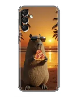 Чехол для Samsung Galaxy A24 с картинкой «Капибара с пиццей»
