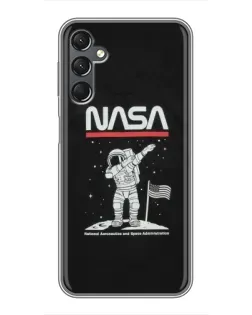 Чехол для Samsung Galaxy A25 (A256) с картинкой «NASA — шагаем по Луне»