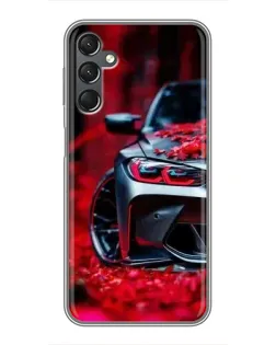 Чехол для Samsung Galaxy A25 (A256) с картинкой «Спортивная BMW и цветы»