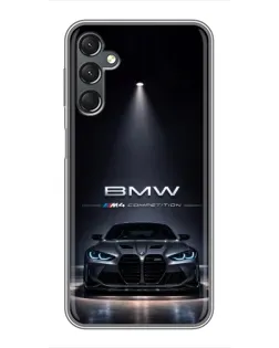 Чехол для Samsung Galaxy A25 (A256) с картинкой «BMW сквозь ночной город»