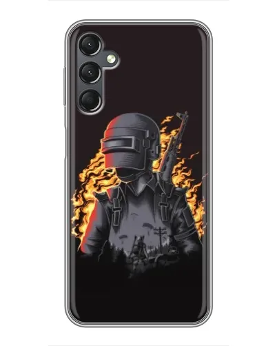 Чехол для Samsung Galaxy A25 (A256) с картинкой «PUBG — огненный силуэт»