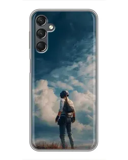 Чехол для Samsung Galaxy A25 (A256) с картинкой «Герой PUBG на скале»