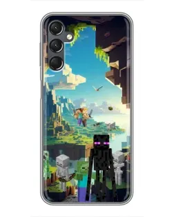 Чехол для Samsung Galaxy A25 (A256) с картинкой «Эндермен в лесу»