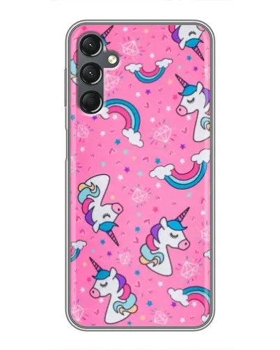 Чехол для Samsung Galaxy A25 (A256) с картинкой «Unicorn паттерн розовый»