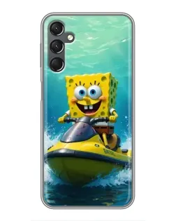 Чехол для Samsung Galaxy A25 (A256) с картинкой «Спанч Боб на гидроцикле»