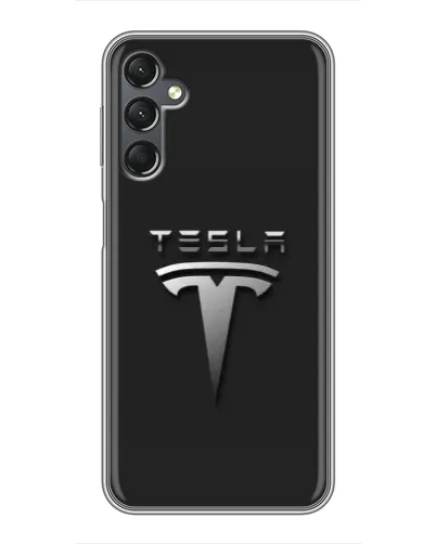 Чехол для Samsung Galaxy A25 (A256) с картинкой «Стальной логотип Tesla»