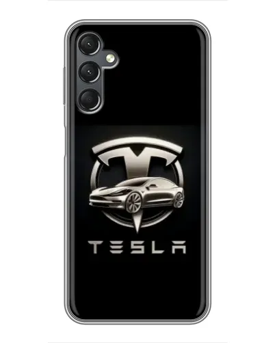 Чехол для Samsung Galaxy A25 (A256) с картинкой «Tesla — серебристое авто»