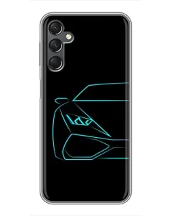 Чехол для Samsung Galaxy A25 (A256) с картинкой «Голубой силуэт Lamborghini»