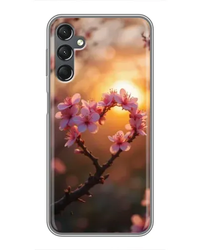 Чехол для Samsung Galaxy A25 (A256) с картинкой «Розовый цвет сердце на фоне заката»