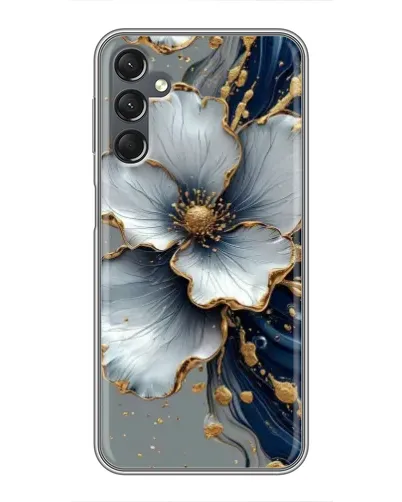 Чехол для Samsung Galaxy A25 (A256) с картинкой «Белый цветок и золотой флюид»