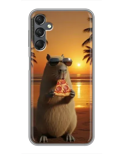 Чехол для Samsung Galaxy A25 (A256) с картинкой «Капибара с пиццей»