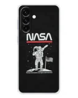 Чехол для Samsung Galaxy A26 5G с картинкой «NASA — шагаем по Луне»