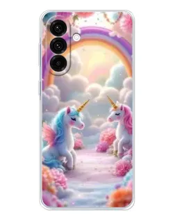 Чехол для Samsung Galaxy A26 5G с картинкой «Радуга и единороги»