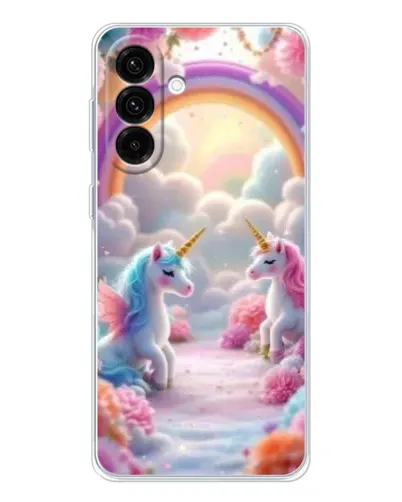 Чехол для Samsung Galaxy A26 5G с картинкой «Радуга и единороги»