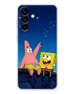 Чехол для Samsung Galaxy A26 5G с картинкой «Губка Боб и Патрик ночью»