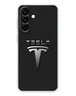 Чохол для Samsung Galaxy A26 5G з картинкою «Сталевий логотип Tesla»