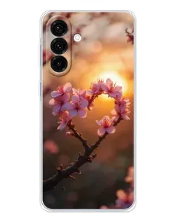 Чехол для Samsung Galaxy A26 5G с картинкой «Розовый цвет сердце на фоне заката»
