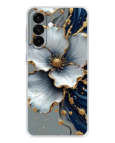 Чехол для Samsung Galaxy A26 5G с картинкой «Белый цветок и золотой флюид»