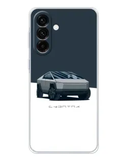 Чехол для Samsung Galaxy A27 с картинкой «Серебристый Cybertruck Tesla»