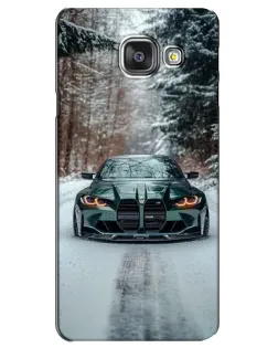 Чехол для Samsung Galaxy A3 2016 (A3100, A310F) с картинкой «BMW в зимнем лесу»