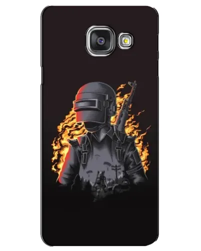 Чехол для Samsung Galaxy A3 2016 (A3100, A310F) с картинкой «PUBG — огненный силуэт»