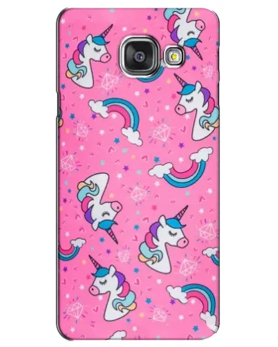 Чехол для Samsung Galaxy A3 2016 (A3100, A310F) с картинкой «Unicorn паттерн розовый»