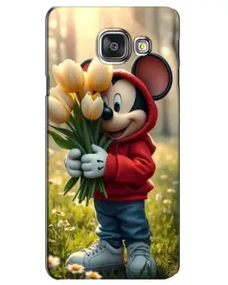 Чехол для Samsung Galaxy A3 2016 (A3100, A310F) с картинкой «Микки с тюльпанами»