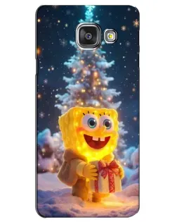 Чехол для Samsung Galaxy A3 2016 (A3100, A310F) с картинкой «Рождественский Спанч Боб»