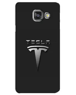 Чехол для Samsung Galaxy A3 2016 (A3100, A310F) с картинкой «Стальной логотип Tesla»