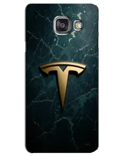 Чехол для Samsung Galaxy A3 2016 (A3100, A310F) с картинкой «Мраморная Tesla Gold»