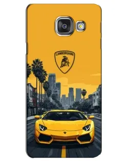 Чехол для Samsung Galaxy A3 2016 (A3100, A310F) с картинкой «Желтый Lamborghini город»