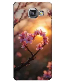 Чехол для Samsung Galaxy A3 2016 (A3100, A310F) с картинкой «Розовый цвет сердце на фоне заката»