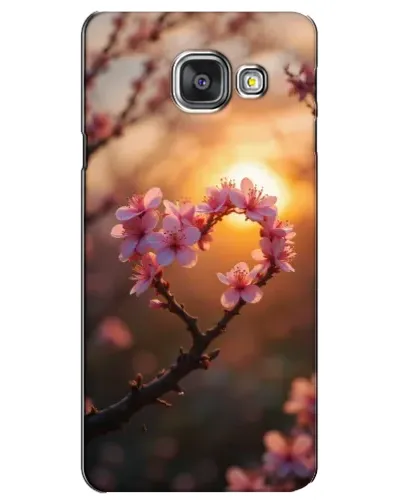 Чехол для Samsung Galaxy A3 2016 (A3100, A310F) с картинкой «Розовый цвет сердце на фоне заката»