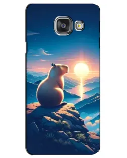 Чехол для Samsung Galaxy A3 2016 (A3100, A310F) с картинкой «Закат солнца с капибарой»