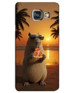 Чехол для Samsung Galaxy A3 2016 (A3100, A310F) с картинкой «Капибара с пиццей»