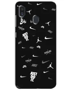 Чехол для Samsung Galaxy A30 2019 (A305F) с картинкой «Nike Black Pattern»
