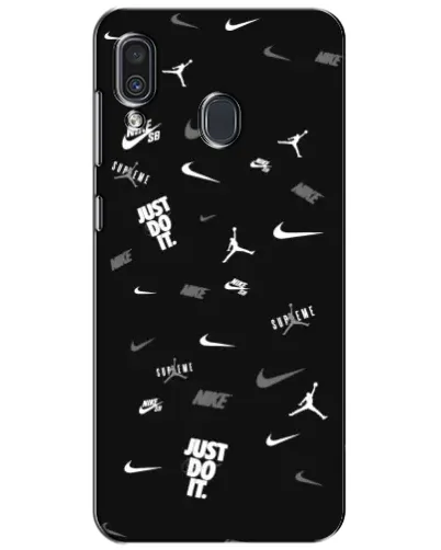 Чехол для Samsung Galaxy A30 2019 (A305F) с картинкой «Nike Black Pattern»