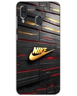 Чехол для Samsung Galaxy A30 2019 (A305F) с картинкой «Золотой Nike на металле»