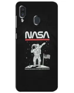 Чехол для Samsung Galaxy A30 2019 (A305F) с картинкой «NASA — шагаем по Луне»