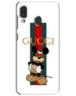 Чехол для Samsung Galaxy A30 2019 (A305F) с картинкой «Микки Маус Gucci — полосы»