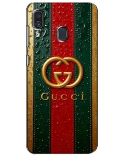 Чохол для Samsung Galaxy A30 2019 (A305F) з картинкою «Gucci — фірмова смуга та золото»