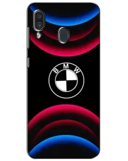 Чехол для Samsung Galaxy A30 2019 (A305F) с картинкой «Логотип BMW и неоновые дуги»