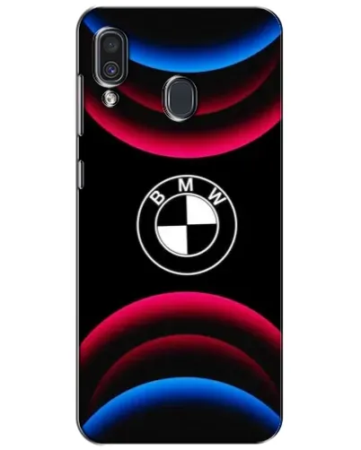 Чехол для Samsung Galaxy A30 2019 (A305F) с картинкой «Логотип BMW и неоновые дуги»