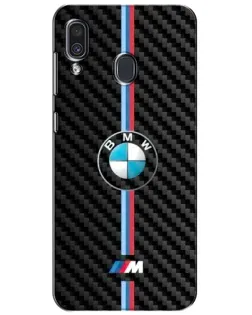 Чехол для Samsung Galaxy A30 2019 (A305F) с картинкой «Эмблема BMW и карбон»