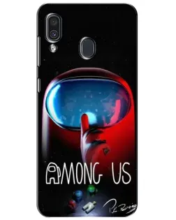 Чехол для Samsung Galaxy A30 2019 (A305F) с картинкой «Красный импостер — макро»