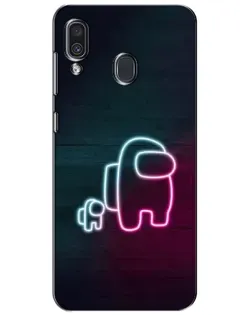 Чехол для Samsung Galaxy A30 2019 (A305F) с картинкой «Among Us неон-арт»