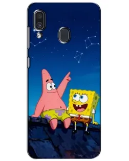 Чехол для Samsung Galaxy A30 2019 (A305F) с картинкой «Губка Боб и Патрик ночью»