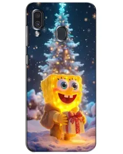 Чехол для Samsung Galaxy A30 2019 (A305F) с картинкой «Рождественский Спанч Боб»